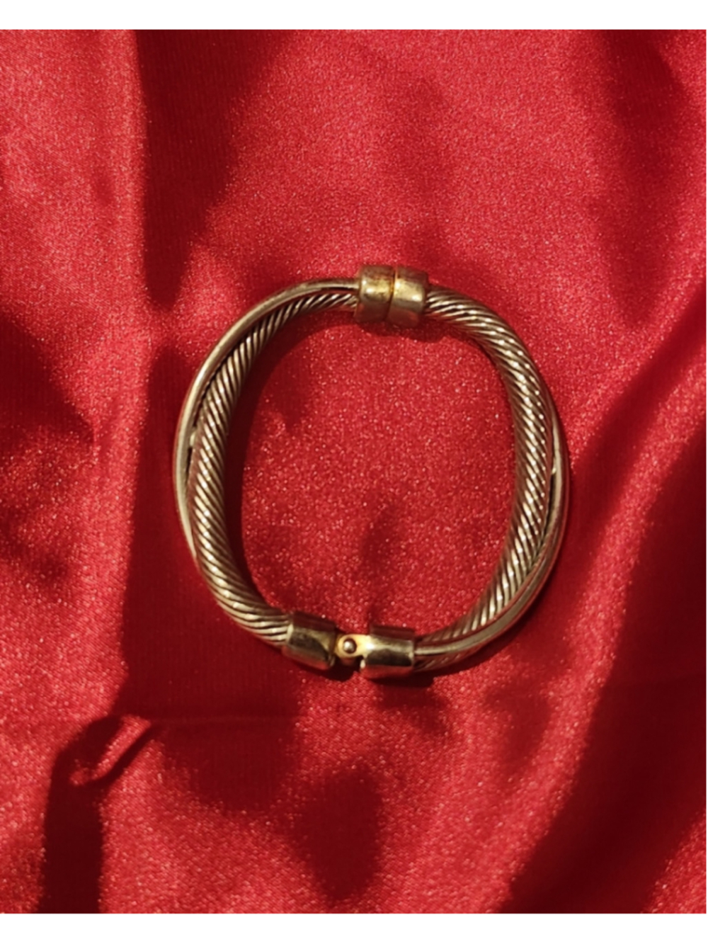 Y2K Cable Twist Bangle Bracelet in Silver and Gold